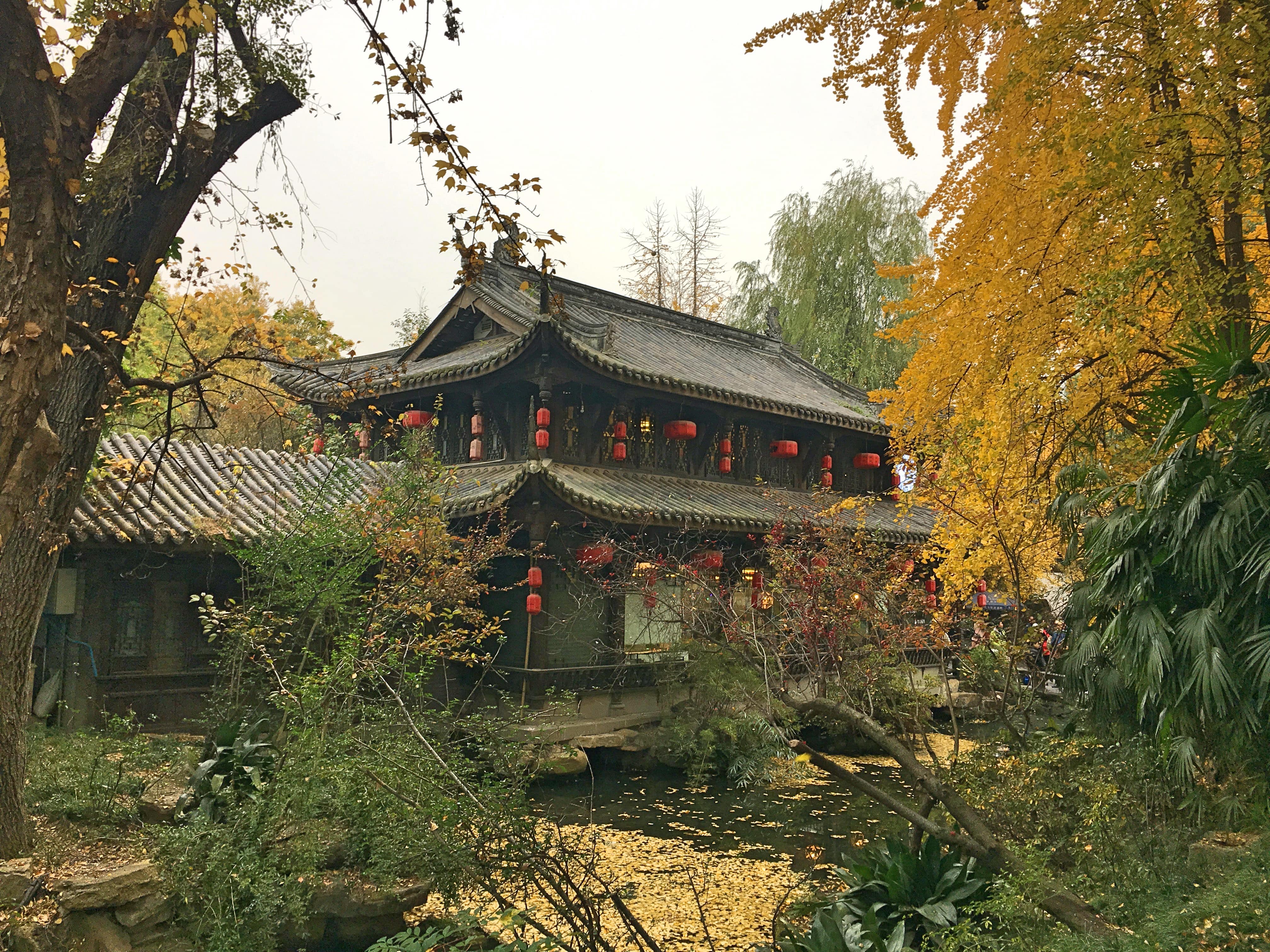 traditional chinese building in autumn